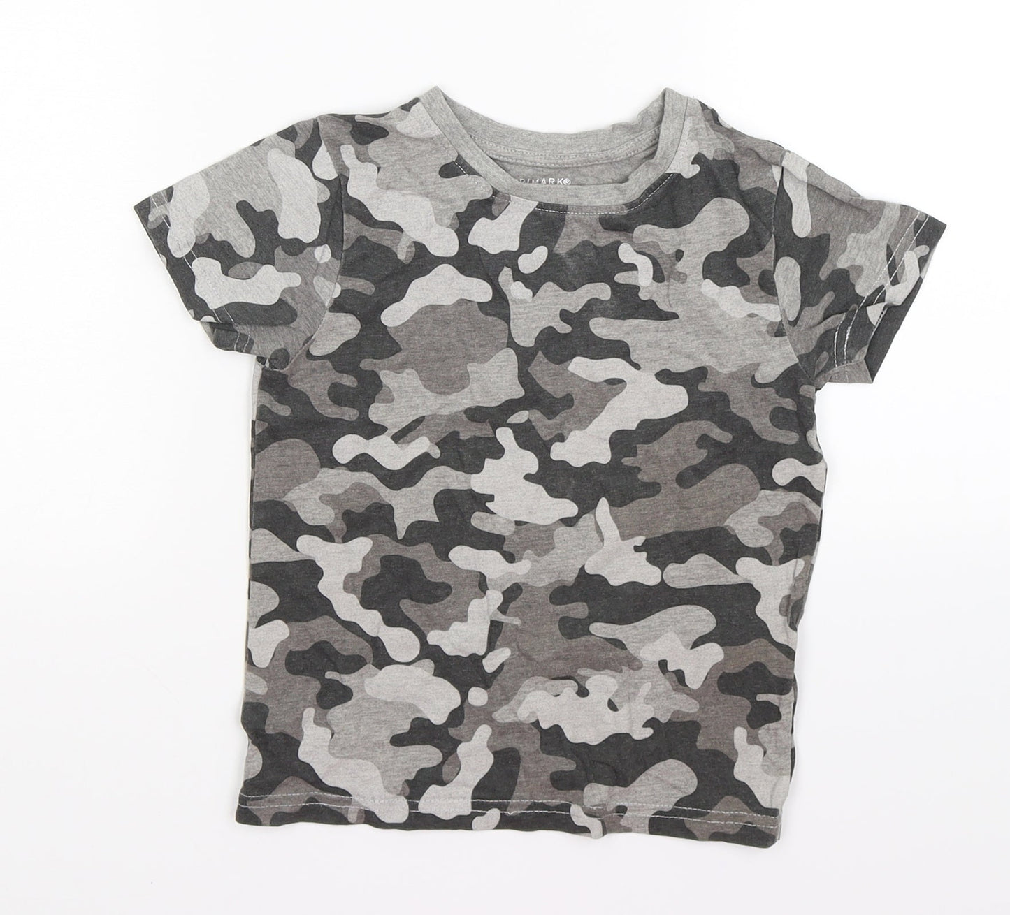 Primark Boys Grey Camouflage  Basic T-Shirt Size 3-4 Years