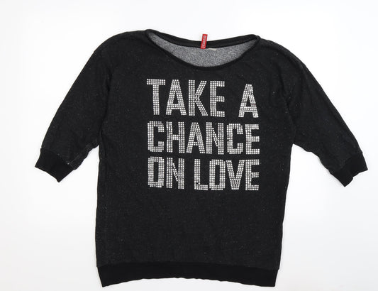 Divided Womens Black  Jersey Pullover Jumper Size 10  - take a chance
