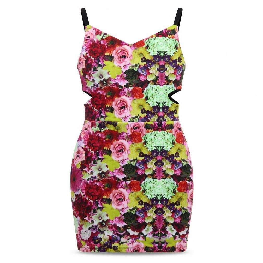 FB Sister Womens Green Floral Satin Bodycon  Size L