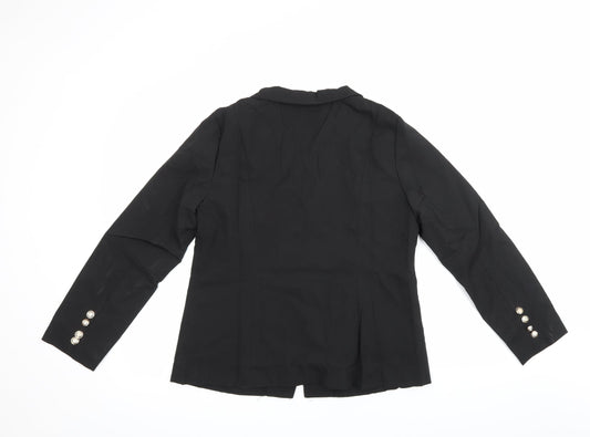 Preworn Womens Black Batik  Jacket Suit Jacket Size XL