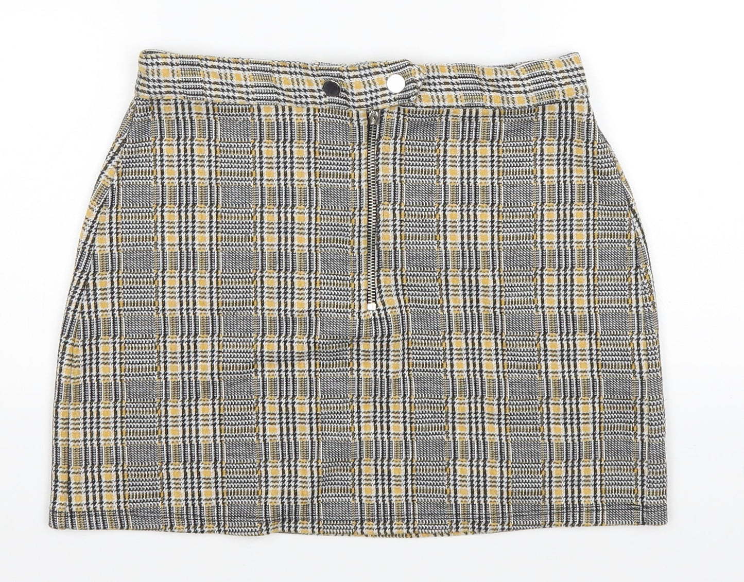 Topshop Womens Yellow Plaid  A-Line Skirt Size 10