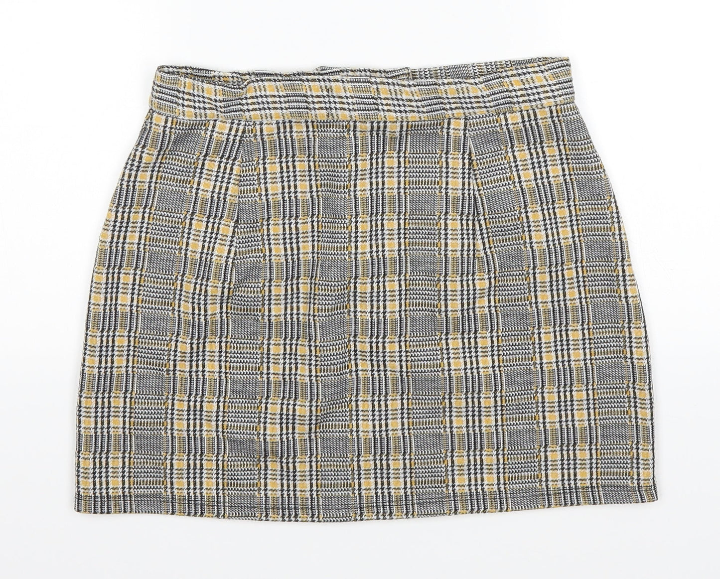 Topshop Womens Yellow Plaid  A-Line Skirt Size 10
