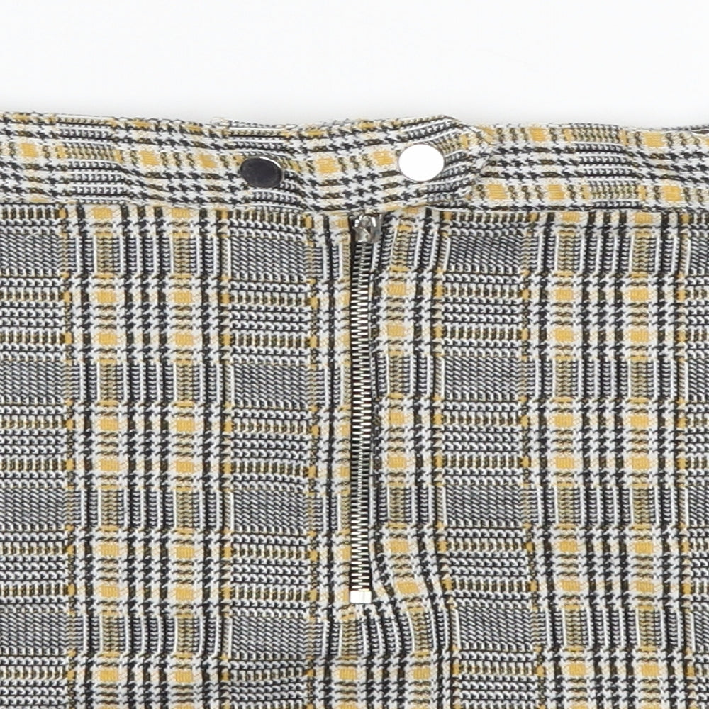 Topshop Womens Yellow Plaid  A-Line Skirt Size 10