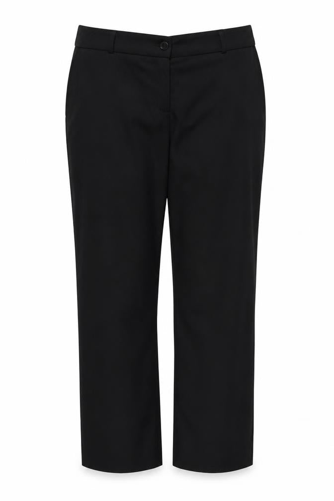 Front view of Icona women’s black cropped trousers, size UK 16, 28.5-inch leg
