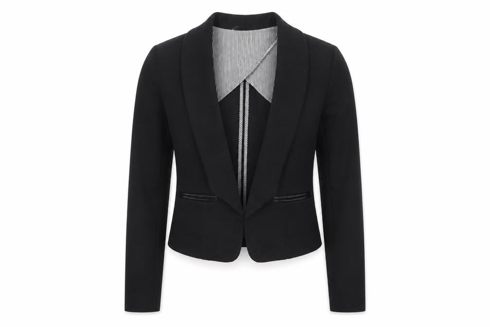 Front view of Next women’s black jacket blazer, size UK 8