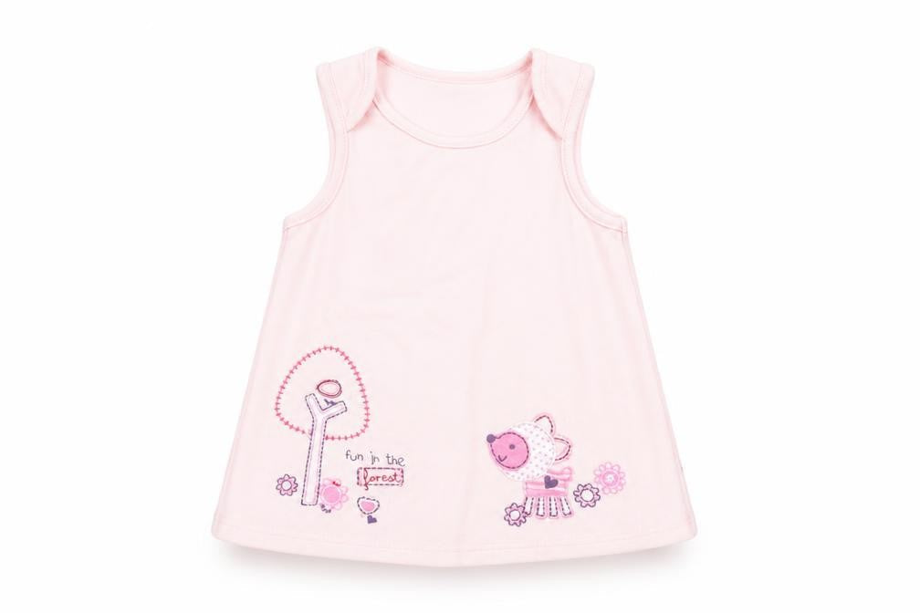 Front view of Marks & Spencer girls’ pink flannel a-line, size 3-6, months - graphic