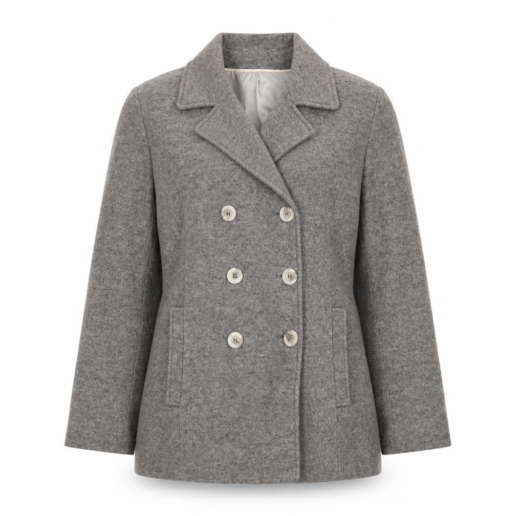 Front view of Bonmarché women’s grey jacket, size UK 14