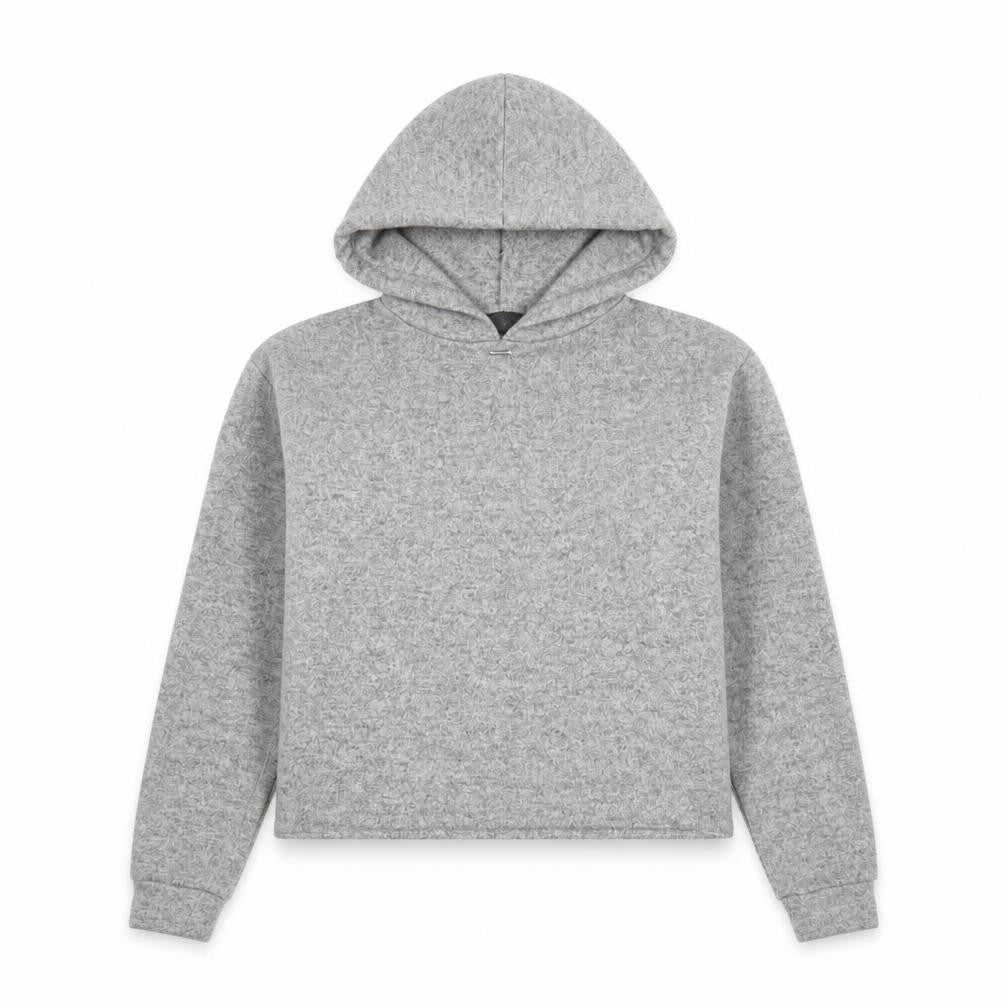 Front view of Primark women’s grey pullover hoodie, size UK 6