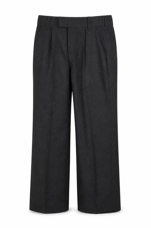 Front view of smart start boys’ grey dress pants trousers, size 5-6, years