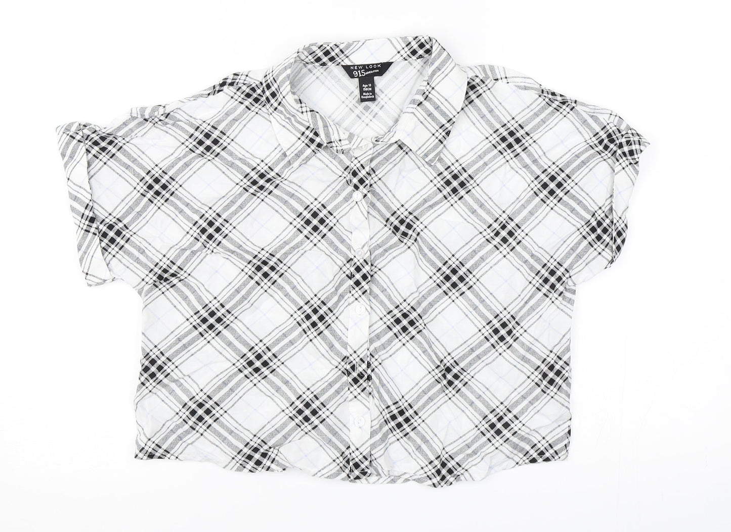Newlook Girls White Check  Basic Button-Up Size 13 Years