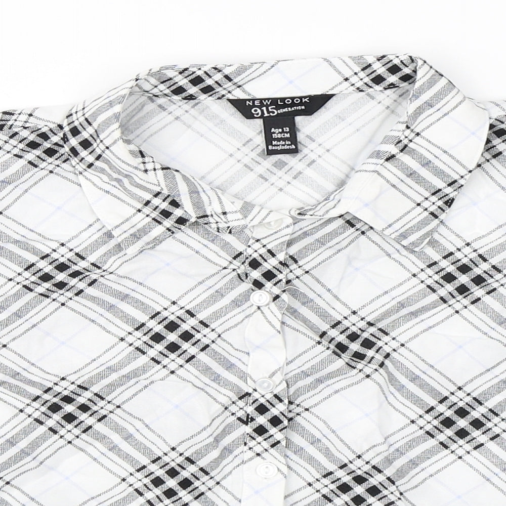 Newlook Girls White Check  Basic Button-Up Size 13 Years