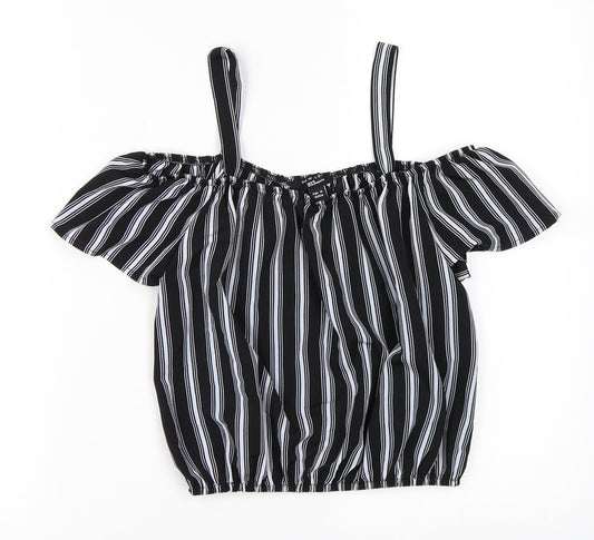 Newlook Girls Black Striped  Basic T-Shirt Size 12 Years