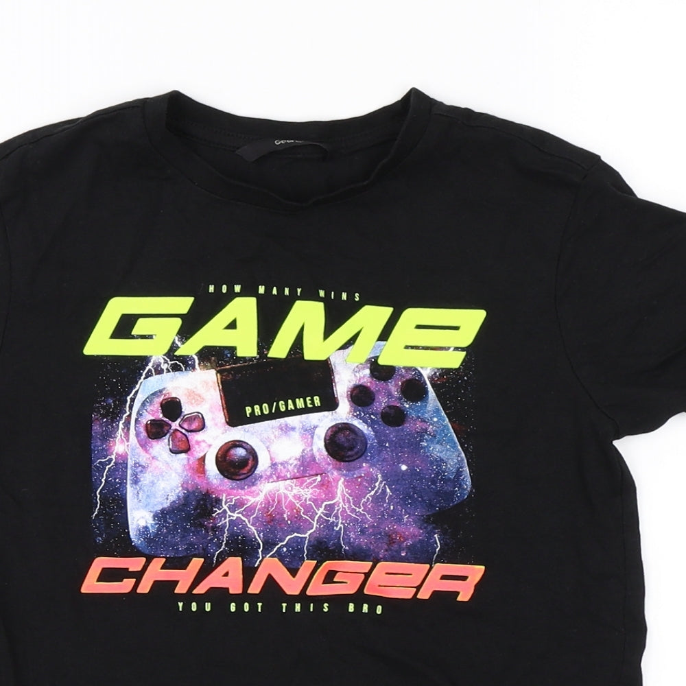George Boys Black   Basic T-Shirt Size 7-8 Years