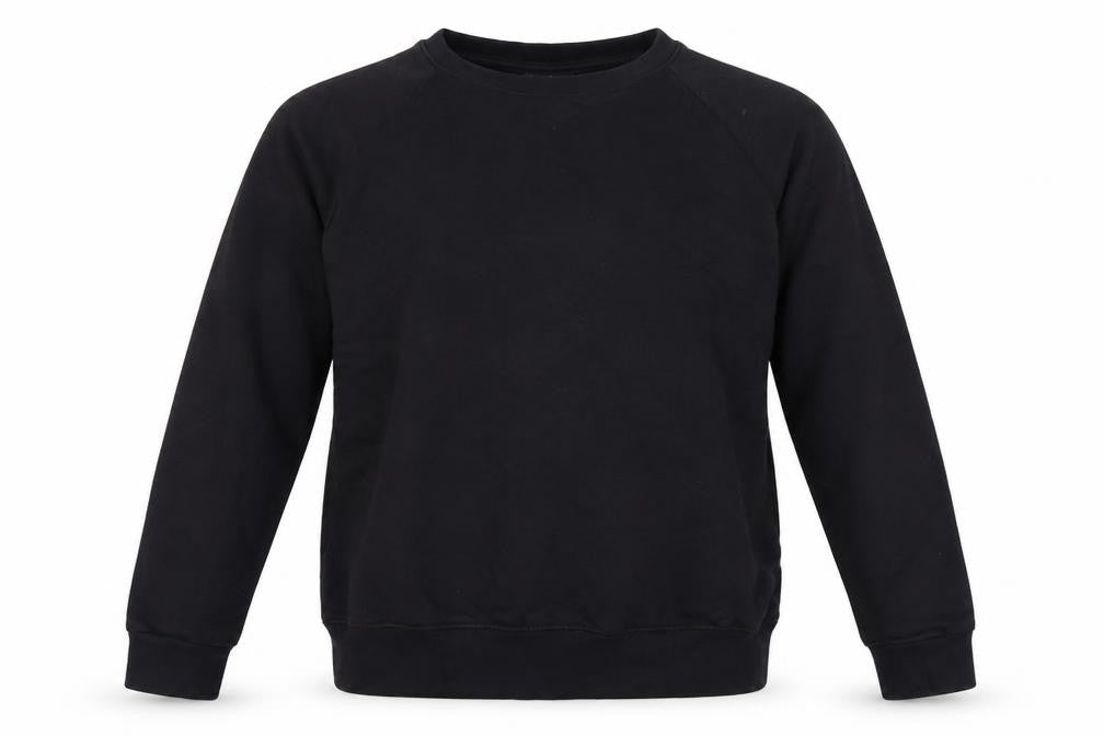 Front view of Pepe Jeans men’s black pullover sweatshirt, size S