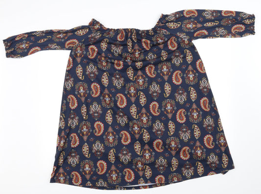 Simply Be Womens Blue Floral  Basic Blouse Size 12