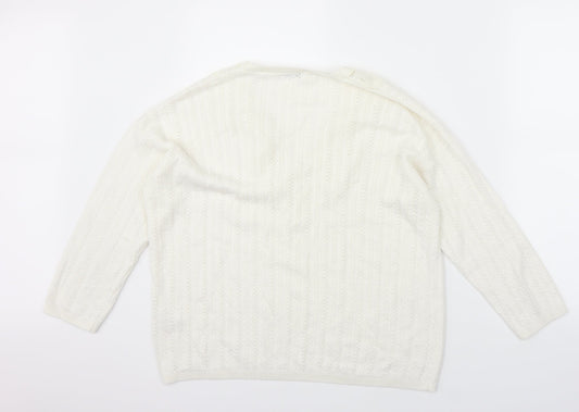 Sainsburys Womens White   Pullover Jumper Size 12  - lace detail