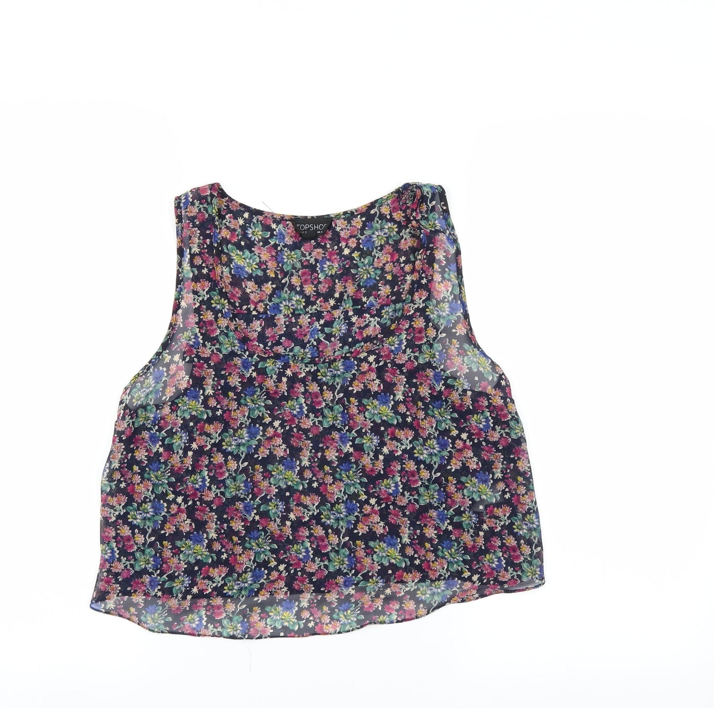 Topshop Womens Black Floral  Basic Blouse Size 8