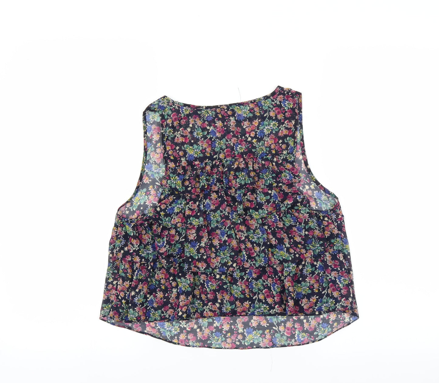 Topshop Womens Black Floral  Basic Blouse Size 8