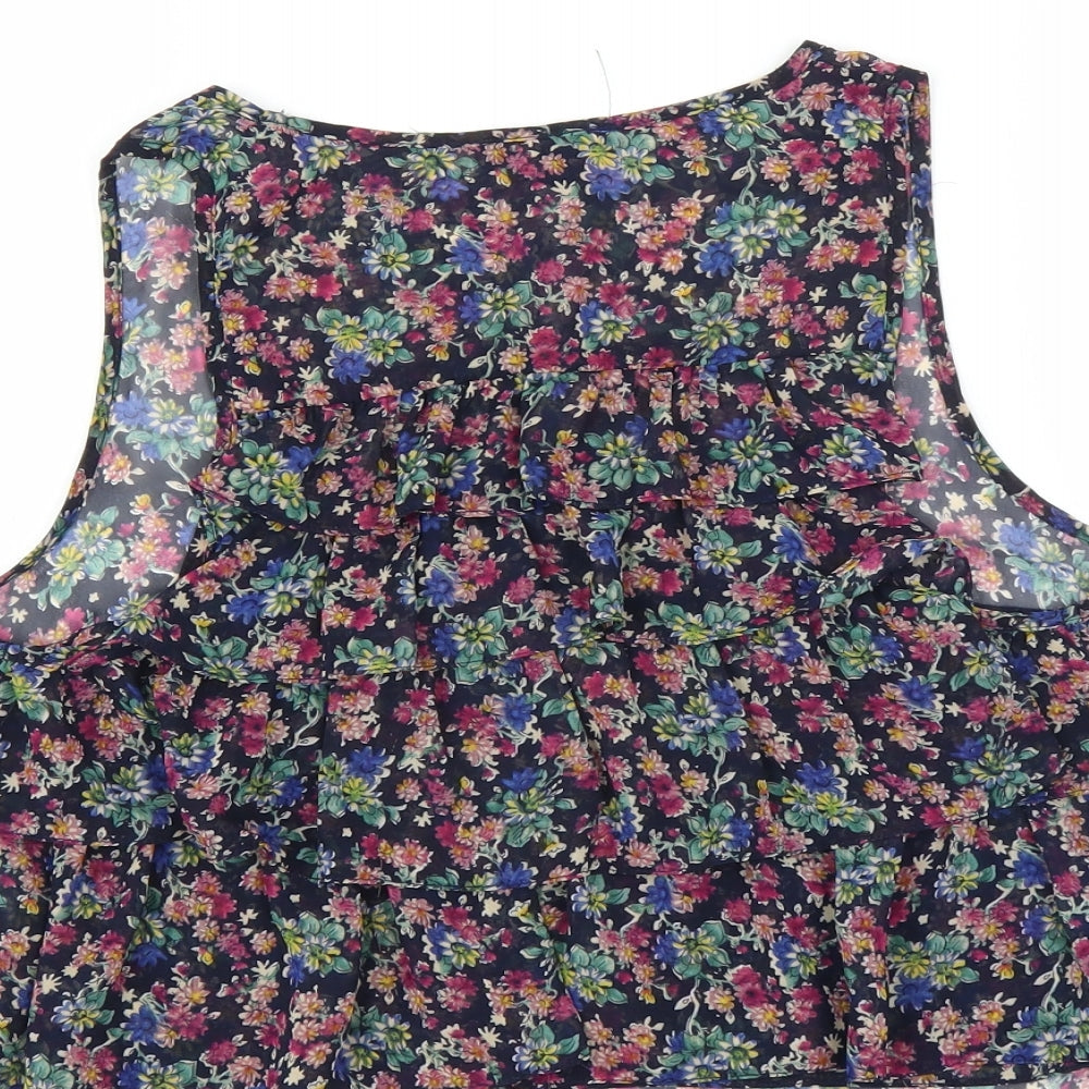 Topshop Womens Black Floral  Basic Blouse Size 8