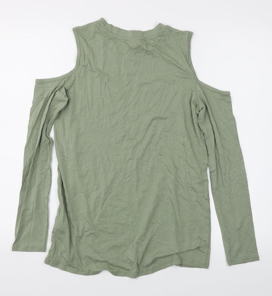 Topshop Womens Green   Basic T-Shirt Size 6  - Cold Shoulder