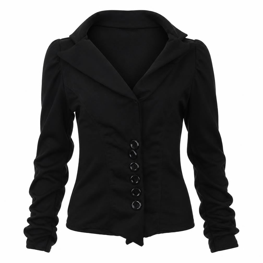 Front view of Buzy women’s black jacket blazer, size S