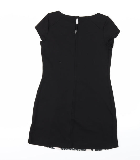 Dorothy Perkins Womens Black Geometric  A-Line  Size 10