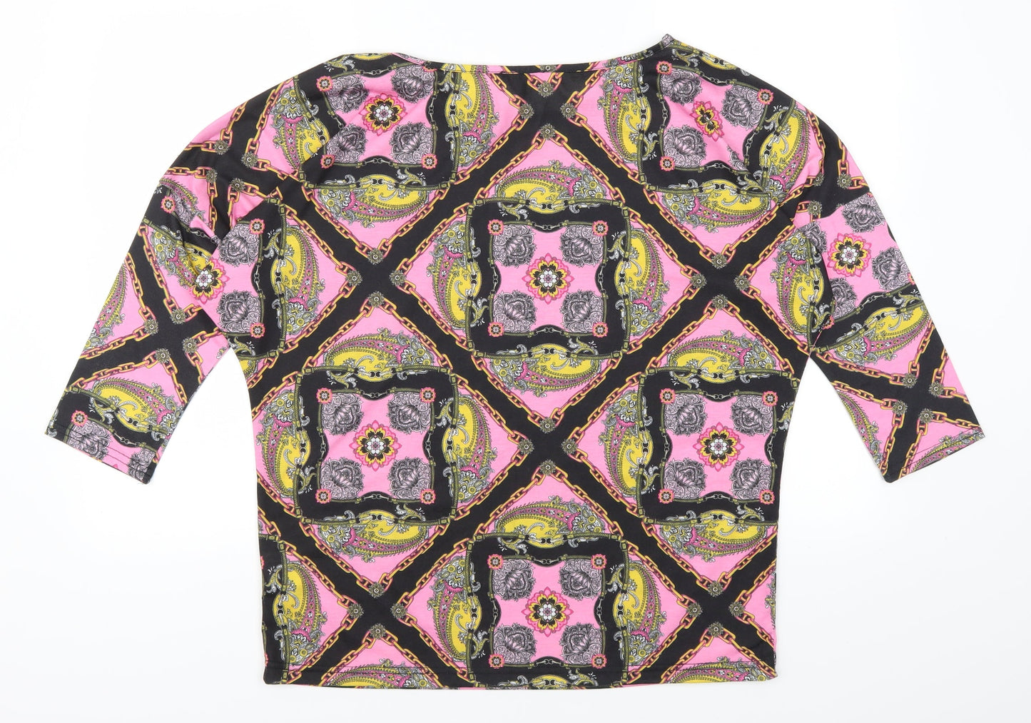 Papaya Womens Pink Geometric  Basic T-Shirt Size 12