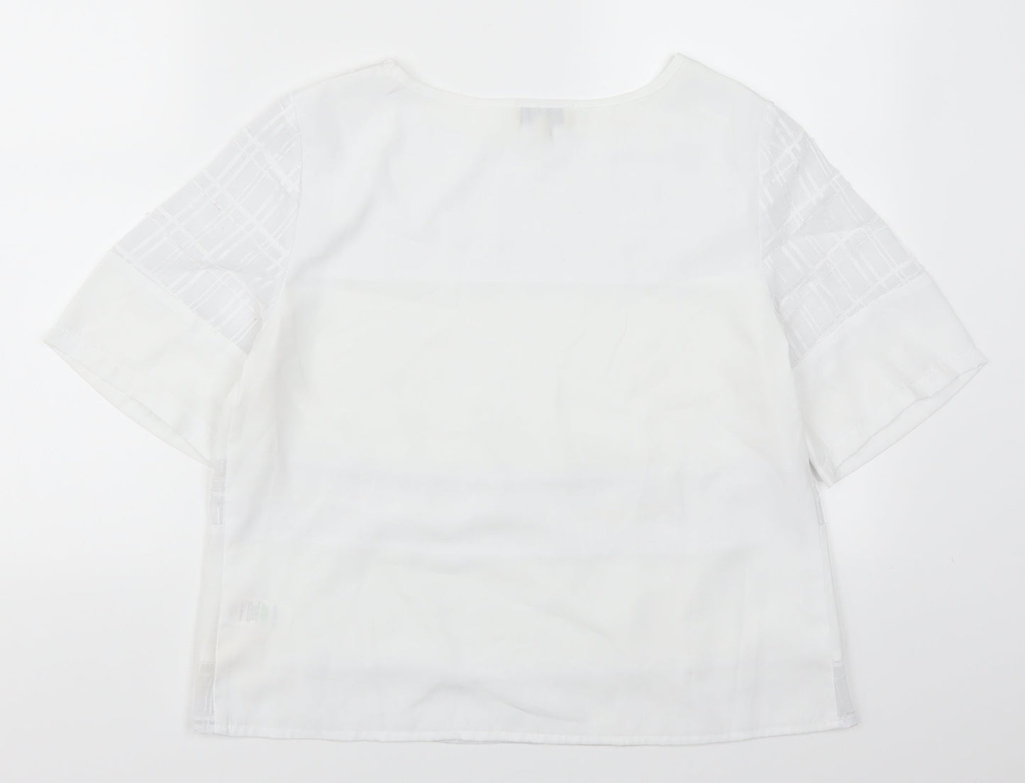 Papaya Womens White Geometric  Basic T-Shirt Size 12