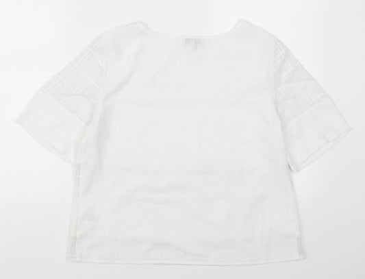 Papaya Womens White Geometric  Basic T-Shirt Size 12