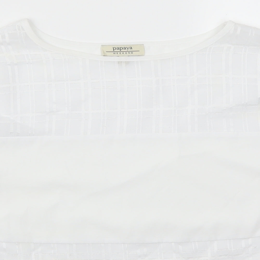 Papaya Womens White Geometric  Basic T-Shirt Size 12
