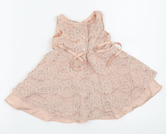 Bloome Girls Pink Floral  Fit & Flare  Size 24 Months