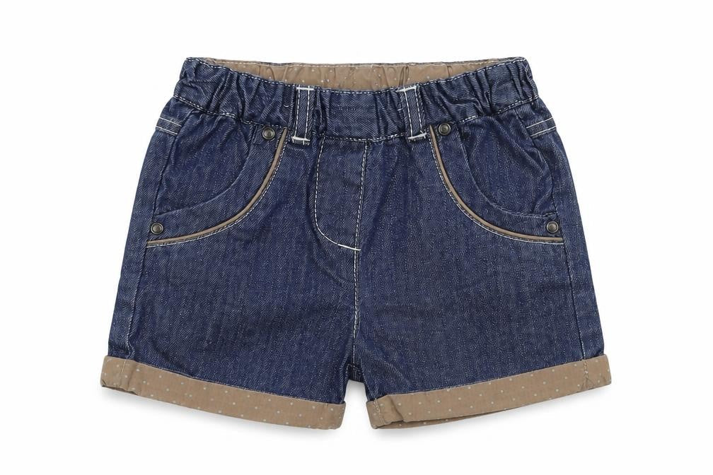Front view of Vertbaudet girls’ blue capri trousers, size 18, months - shorts