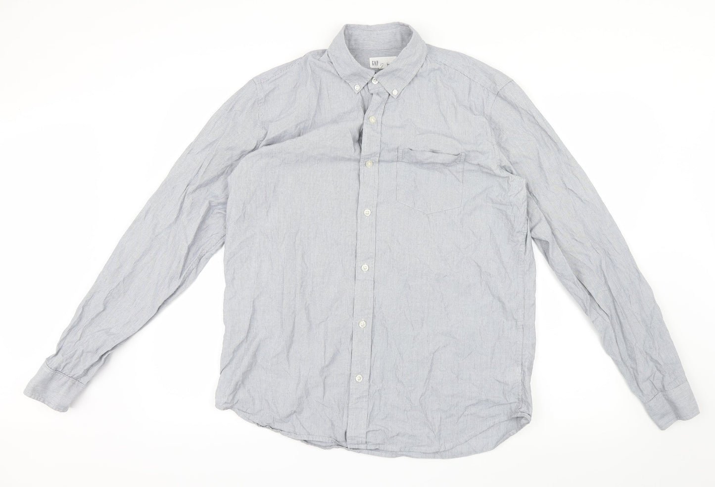 Gap Mens Grey Striped   Button-Up Size M
