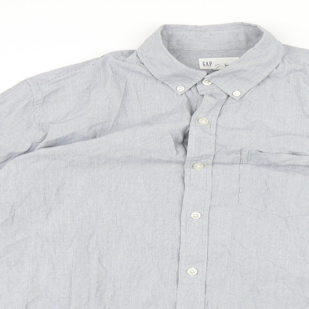 Gap Mens Grey Striped   Button-Up Size M