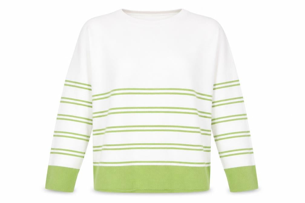 Sweewë Womens Green Striped Pullover Jumper Size M