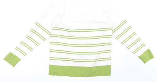 Sweewe Womens Green Striped  Pullover Jumper Size M
