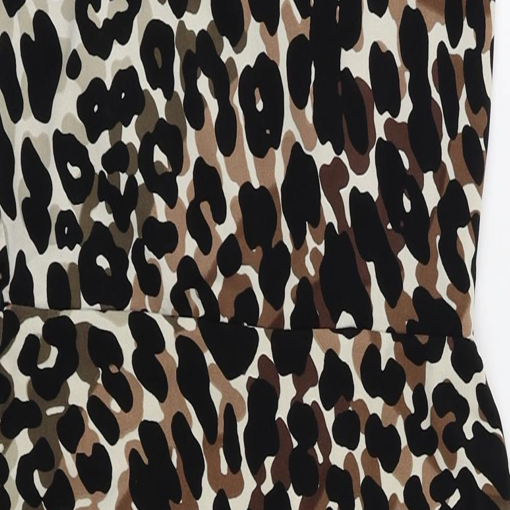 Debenhams Womens Black Animal Print  Fit & Flare  Size 8
