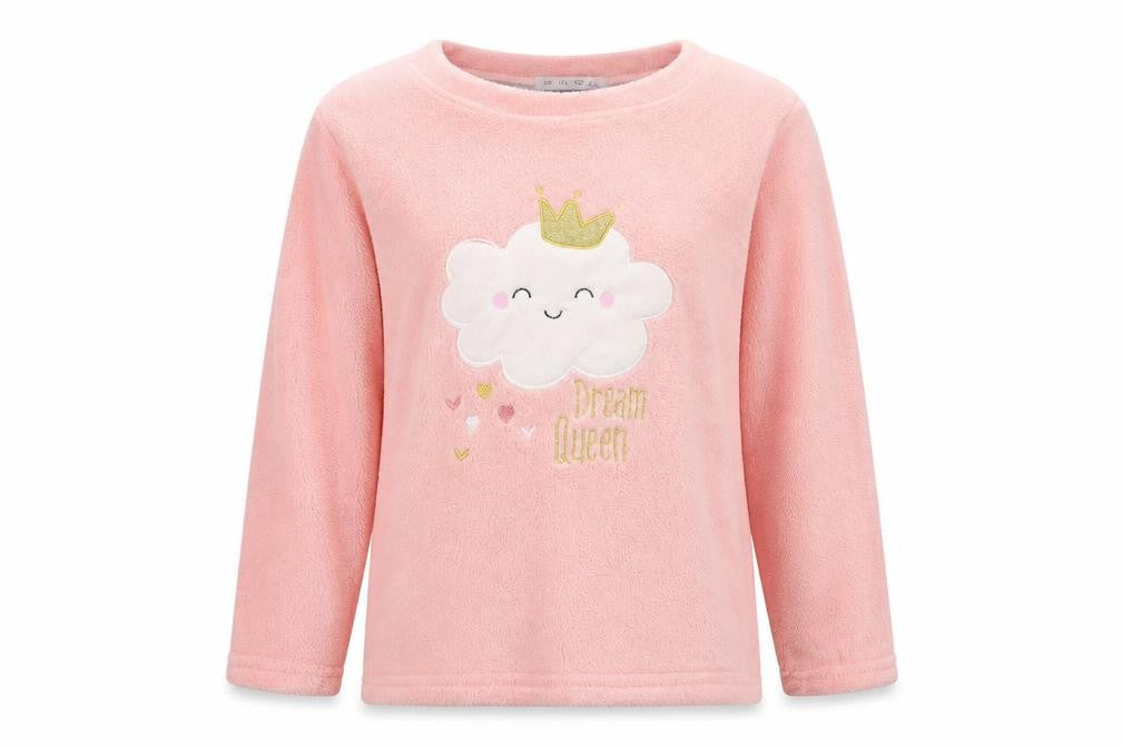 Front view of just like you girls’ pink animal print top pyjama top, size 8-9, years