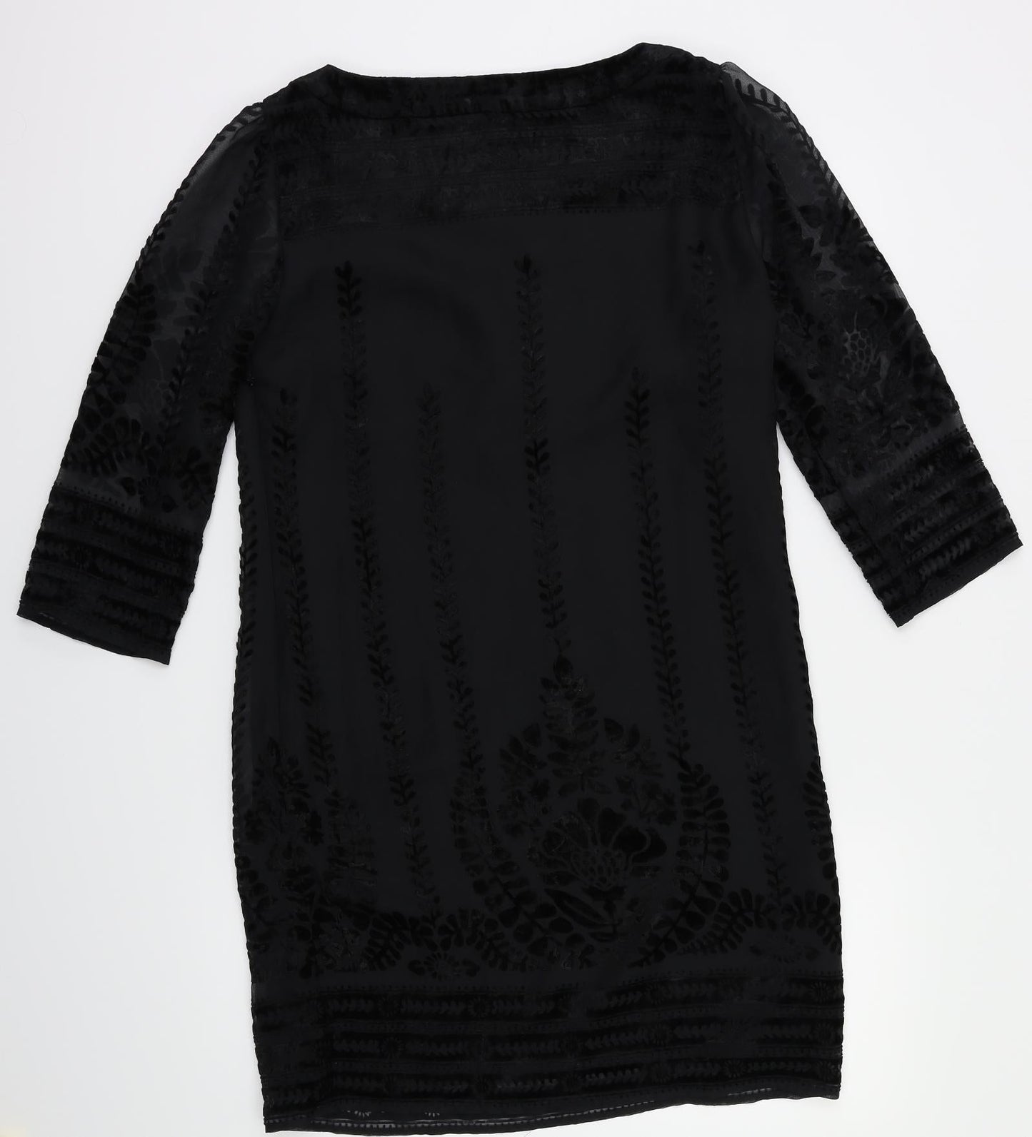 m&s Womens Black Floral  Fit & Flare  Size 8