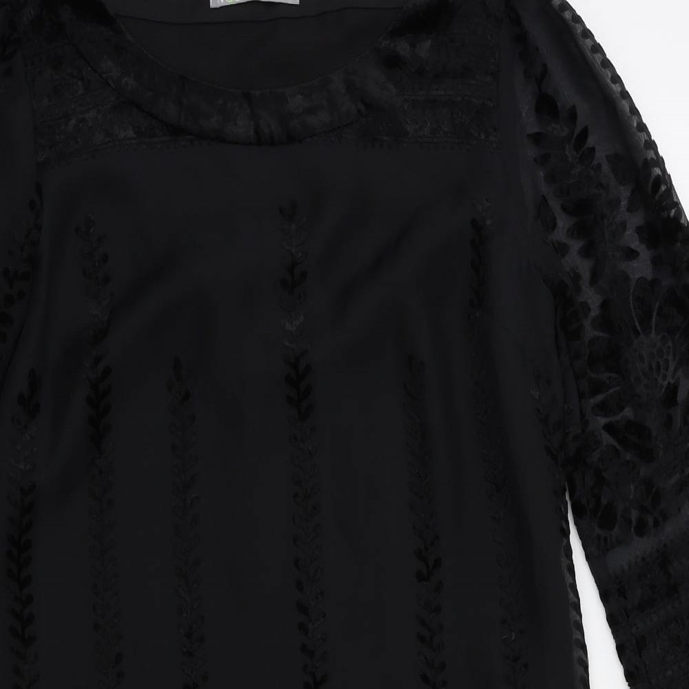 m&s Womens Black Floral  Fit & Flare  Size 8