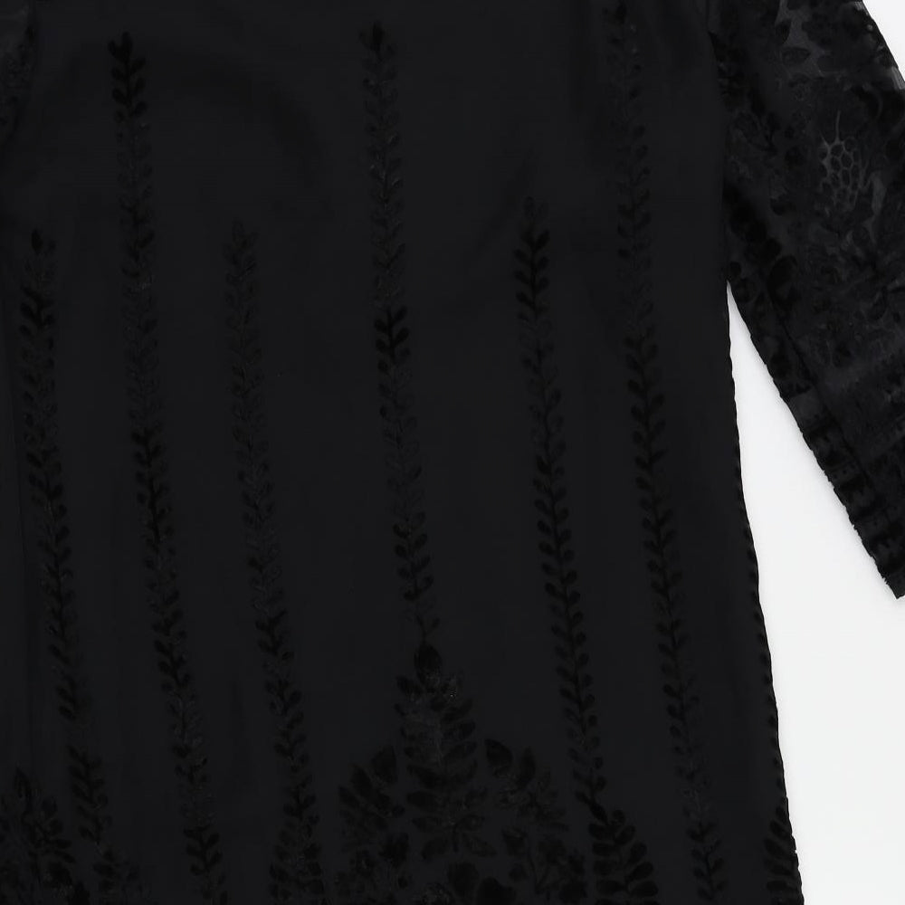 m&s Womens Black Floral  Fit & Flare  Size 8