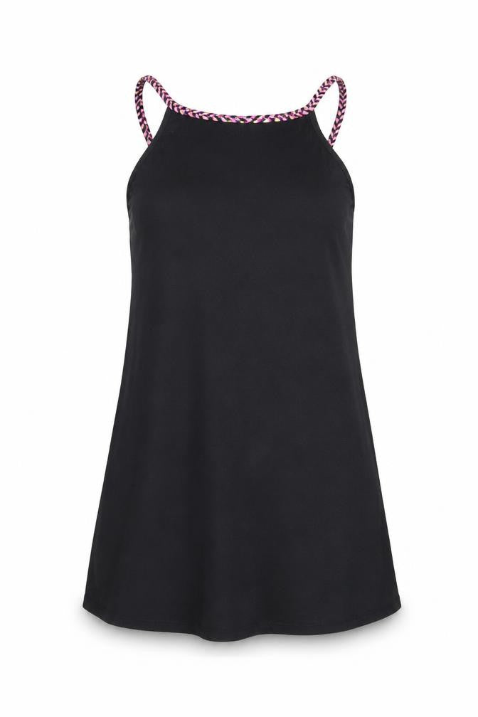 Front view of Papaya women’s black tunic blouse, size UK 8