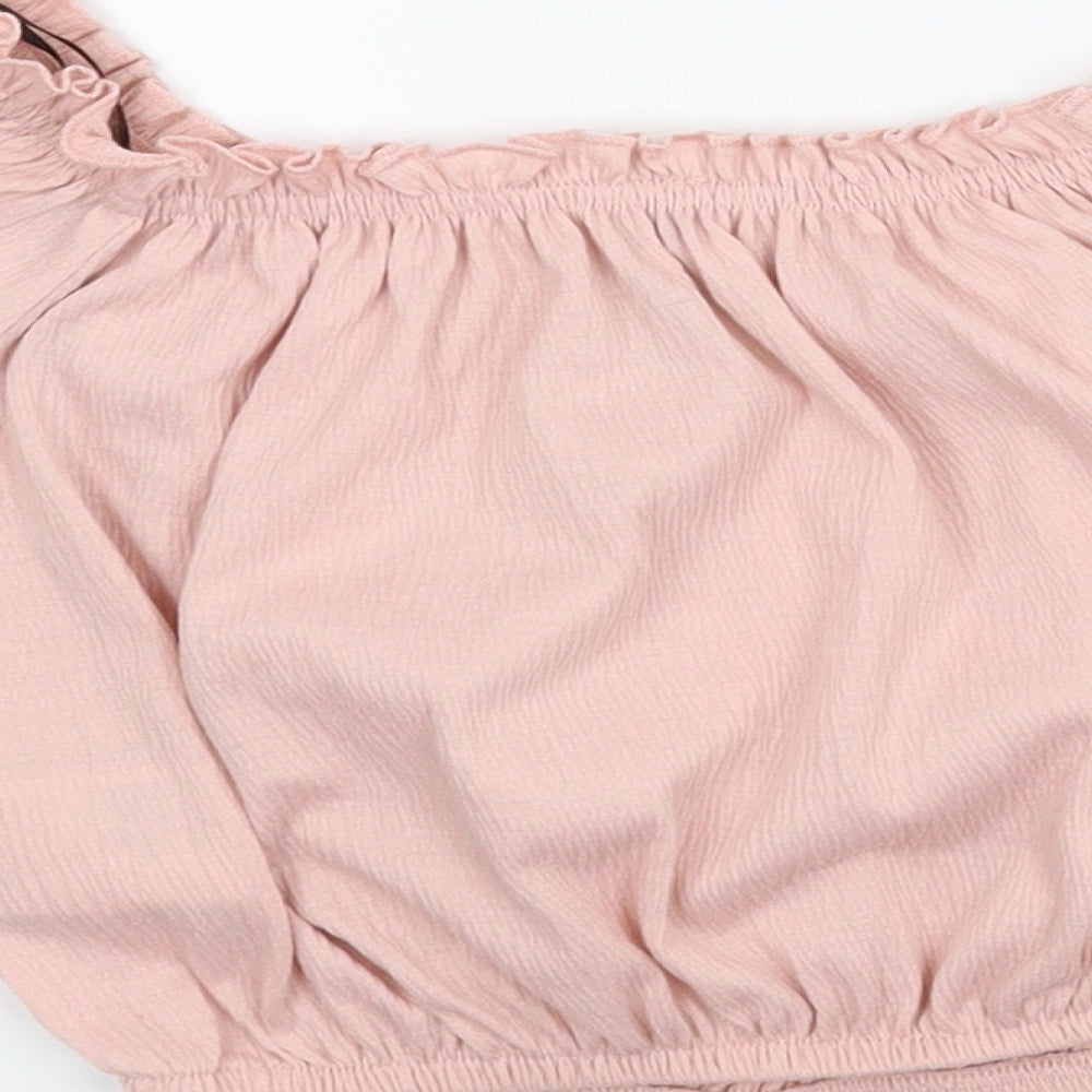 Divided Womens Pink   Cropped Blouse Size XS