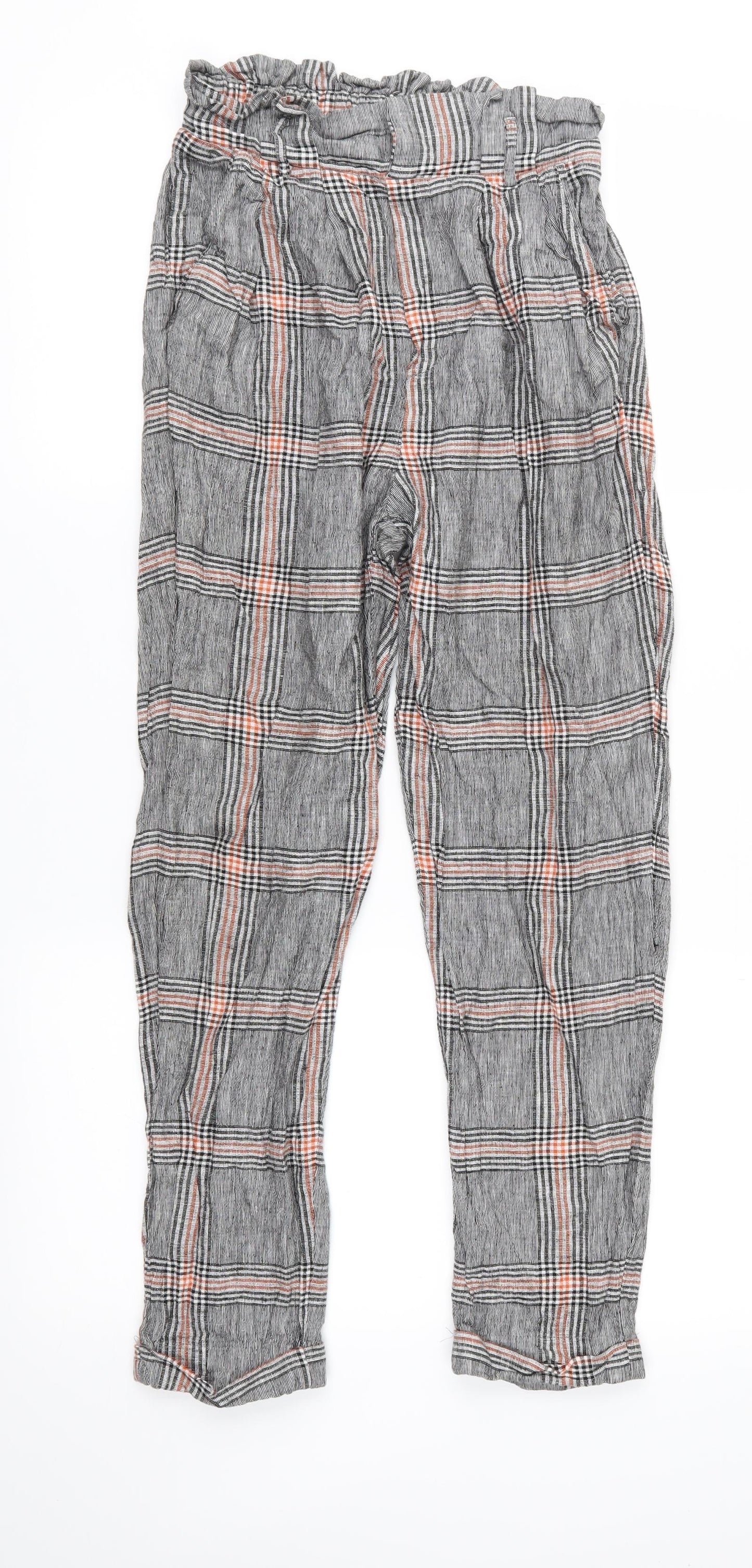 Bershka Womens Grey Check  Trousers  Size S L26 in