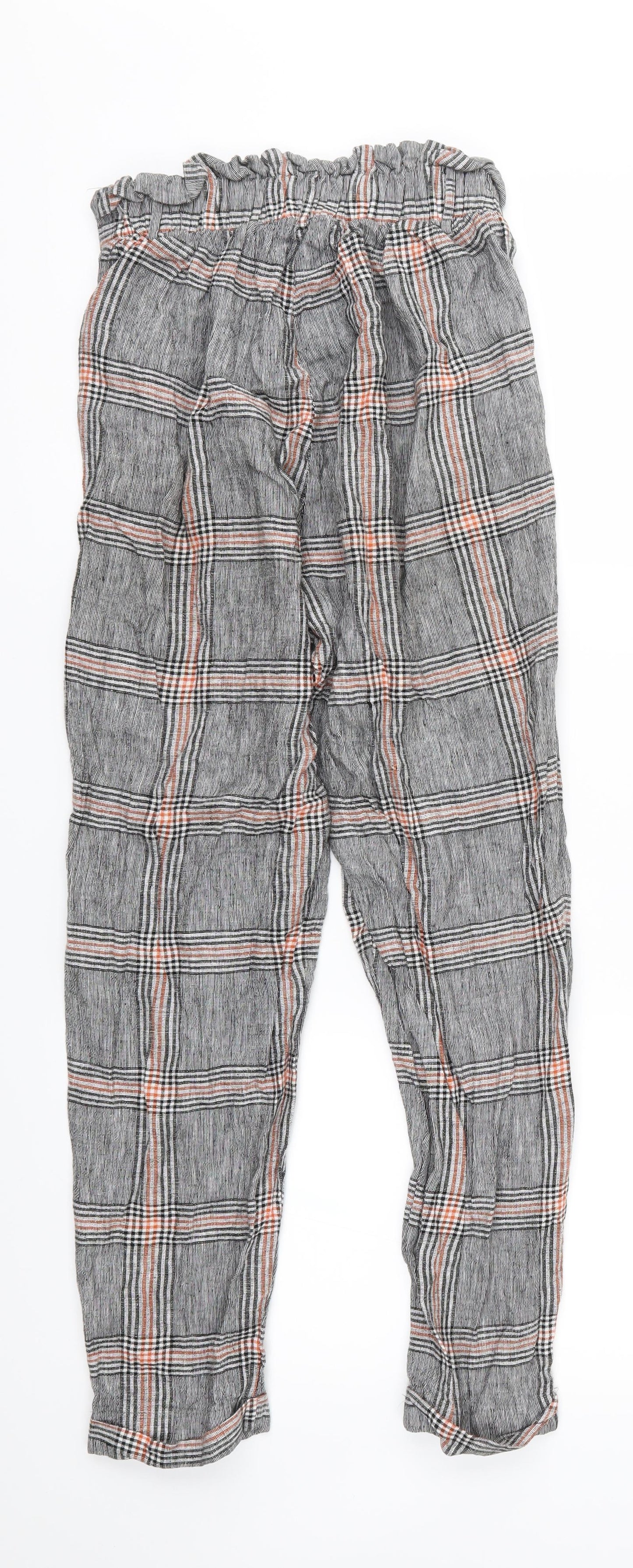 Bershka Womens Grey Check  Trousers  Size S L26 in