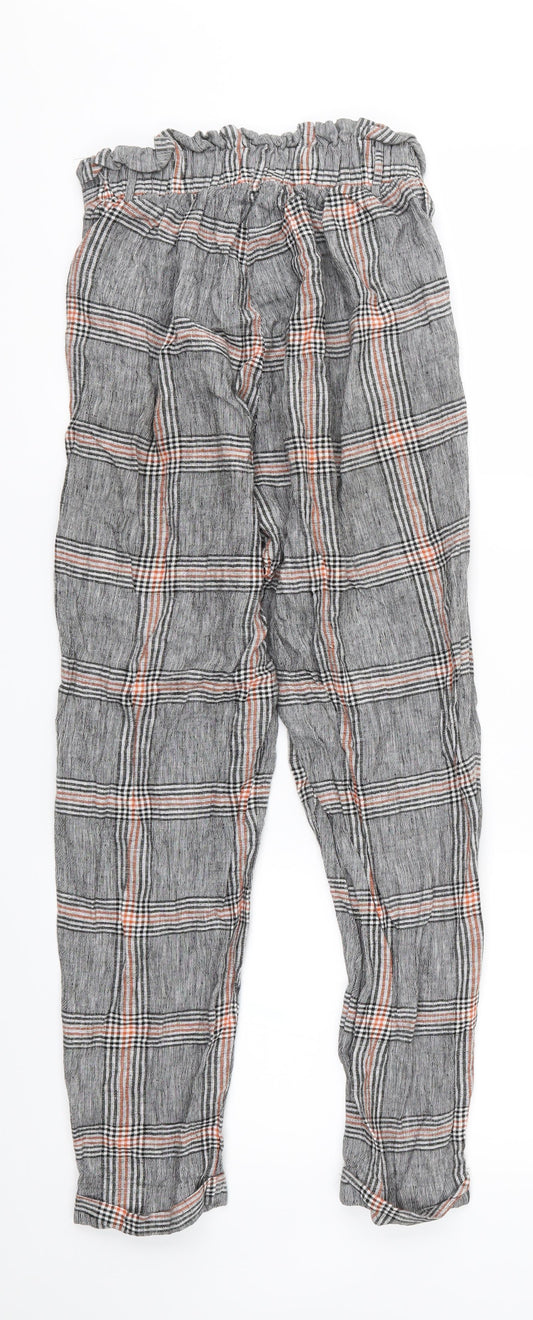 Bershka Womens Grey Check  Trousers  Size S L26 in