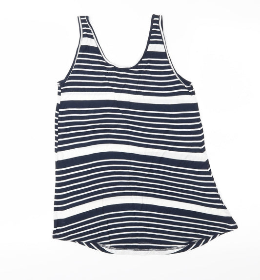 Warehouse Womens Blue Striped Jersey Basic Tank Size 8