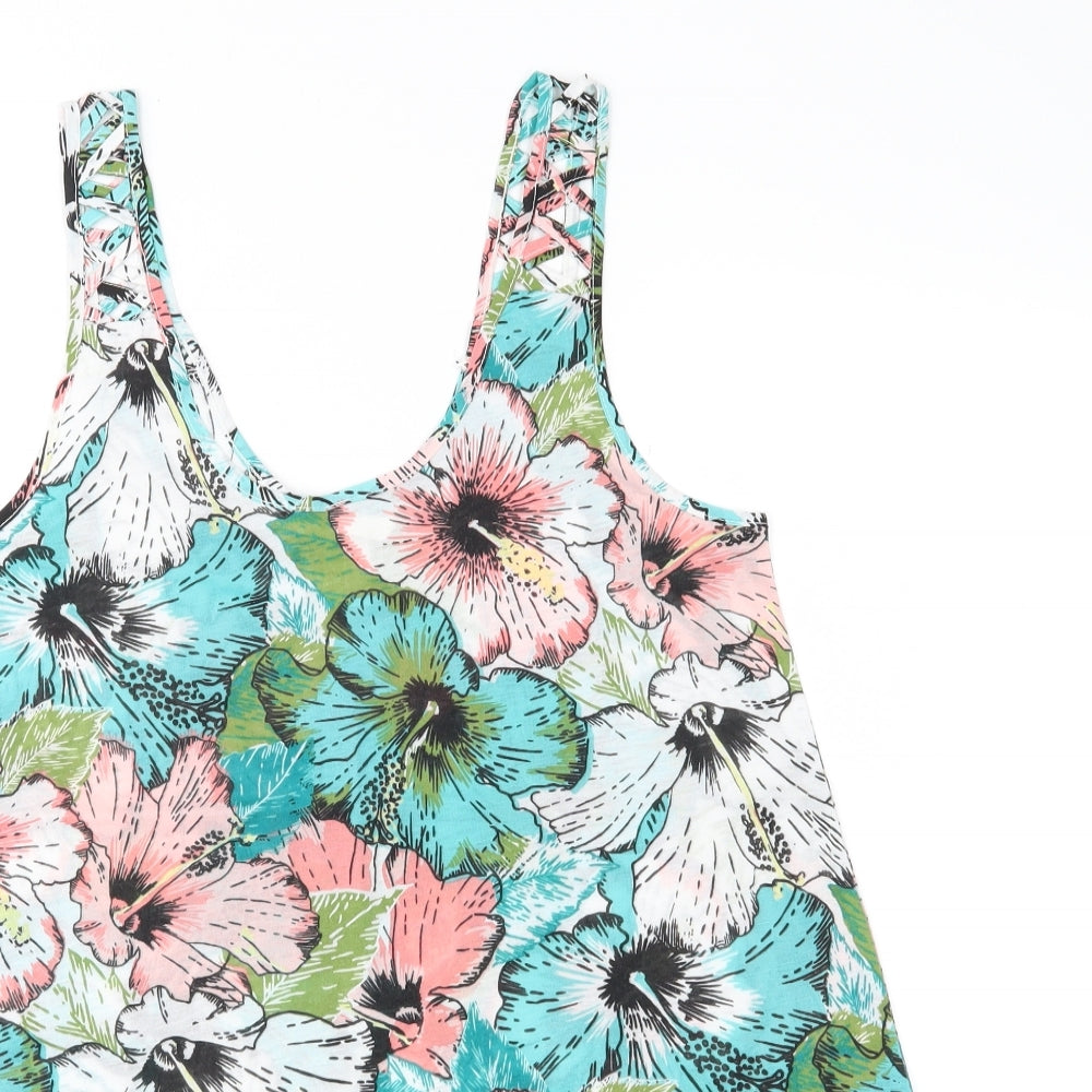H&M Womens Green Floral  Basic Tank Size XS