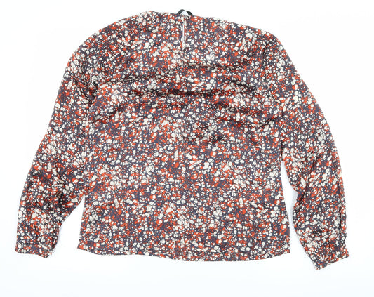 One Two Womens Multicoloured Geometric Satin Basic Blouse Size 8