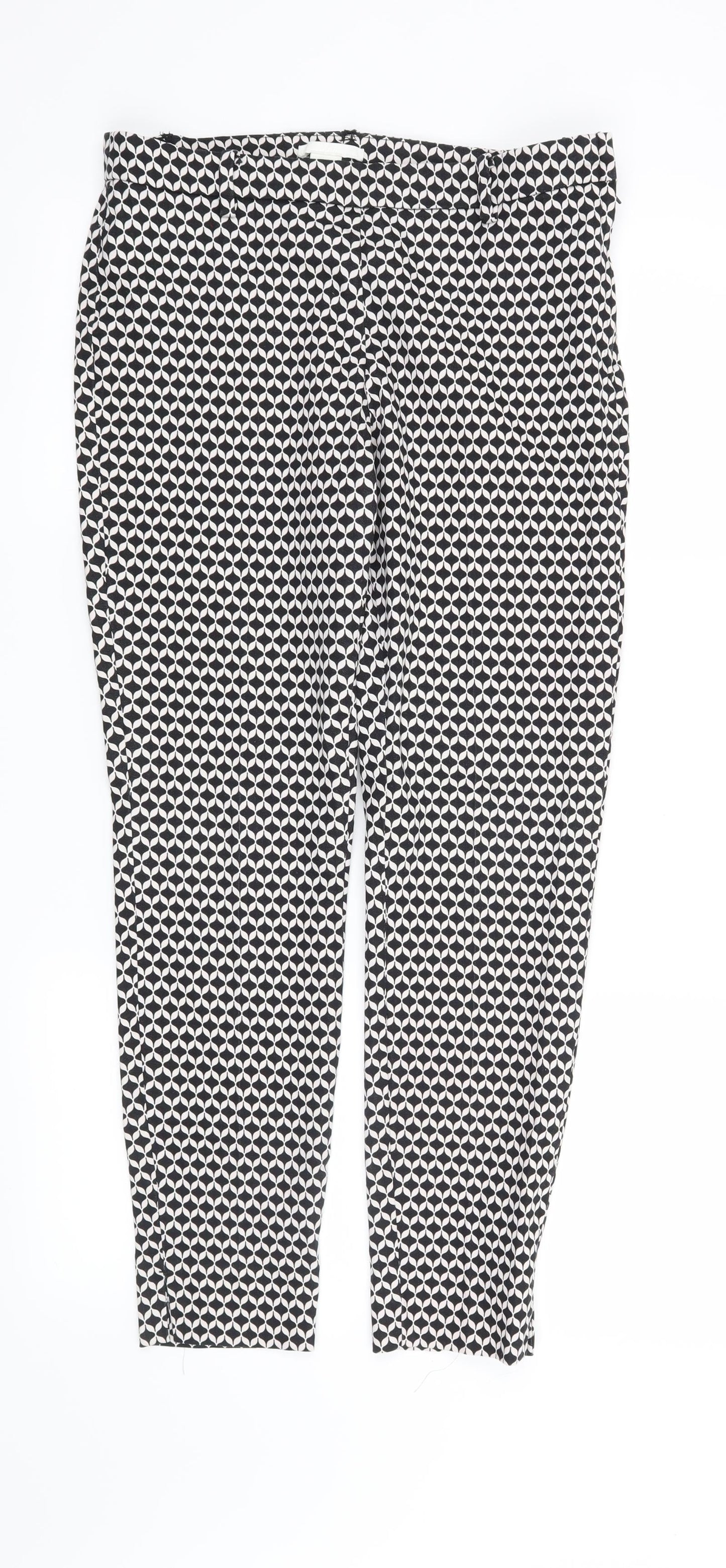 H&M Womens Black Geometric  Trousers  Size 10 L26 in